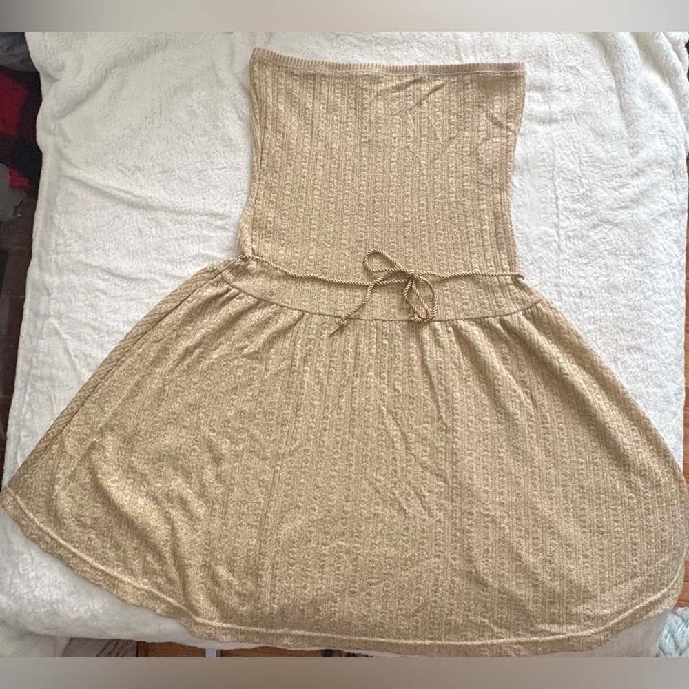 Free People Strapless Dress in Gold